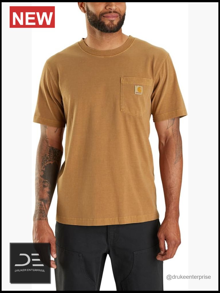 Relaxed Fit Garment Dyed Cotton T-Shirt With Chest Pocket